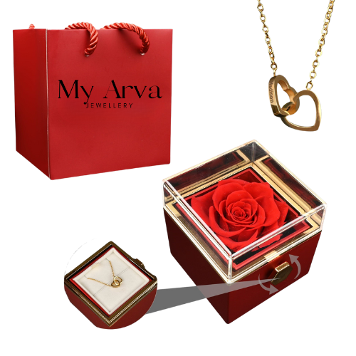 Rosa eterna con collar grabado